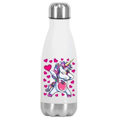 Dabbing Unicorn Valentine's Day Heart Costume Gift Stainless Steel Insulated Water Bottle