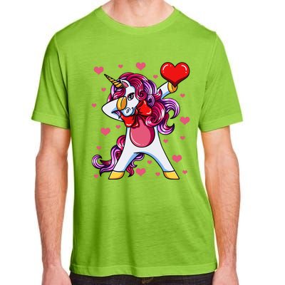 Dabbing Unicorn Valentine's Day Heart Love Great Gift Adult ChromaSoft Performance T-Shirt