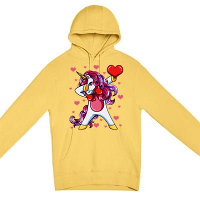 Dabbing Unicorn Valentine's Day Heart Love Great Gift Premium Pullover Hoodie