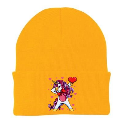 Dabbing Unicorn Valentine's Day Heart Love Great Gift Knit Cap Winter Beanie