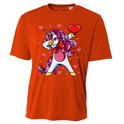 Dabbing Unicorn Valentine's Day Heart Love Great Gift Cooling Performance Crew T-Shirt