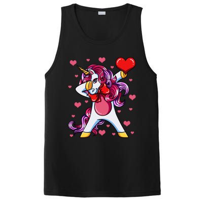 Dabbing Unicorn Valentine's Day Heart Love Great Gift PosiCharge Competitor Tank