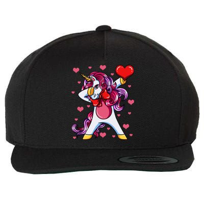 Dabbing Unicorn Valentine's Day Heart Love Great Gift Wool Snapback Cap