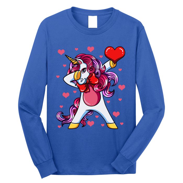 Dabbing Unicorn Valentine's Day Heart Love Great Gift Long Sleeve Shirt