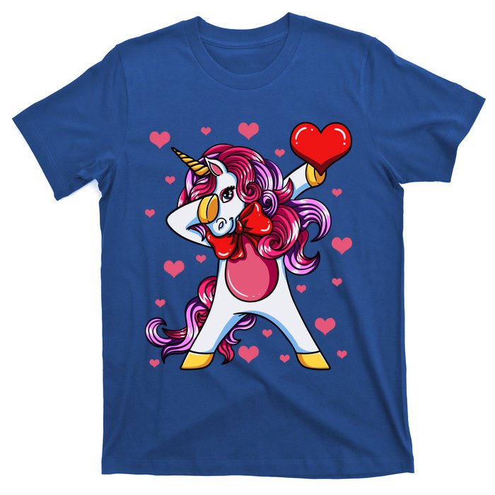 Dabbing Unicorn Valentine's Day Heart Love Great Gift T-Shirt