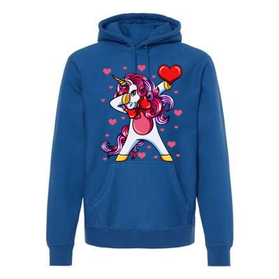 Dabbing Unicorn Valentine's Day Heart Love Great Gift Premium Hoodie