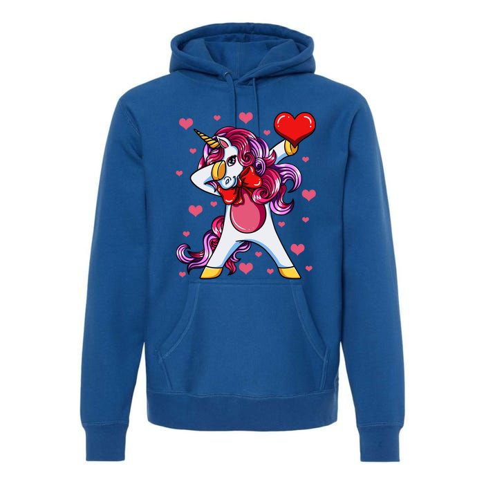 Dabbing Unicorn Valentine's Day Heart Love Great Gift Premium Hoodie