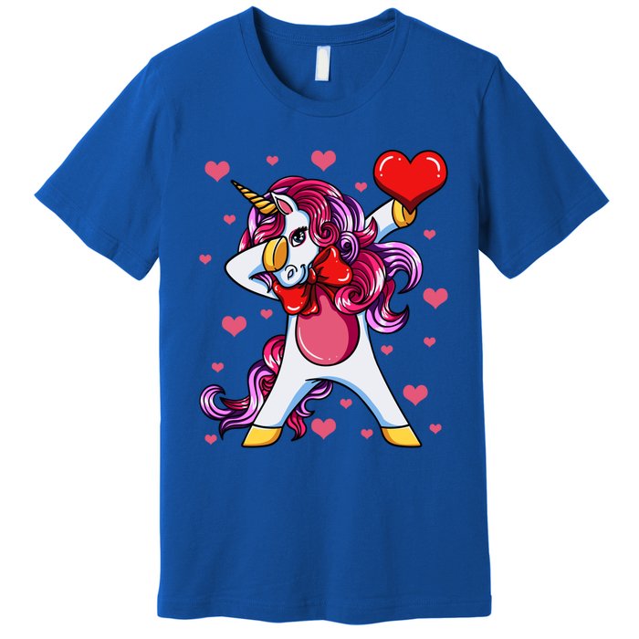 Dabbing Unicorn Valentine's Day Heart Love Great Gift Premium T-Shirt