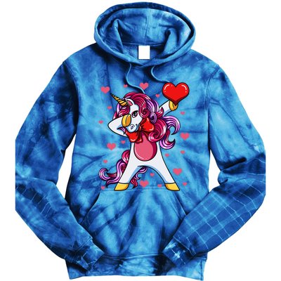 Dabbing Unicorn Valentine's Day Heart Love Great Gift Tie Dye Hoodie