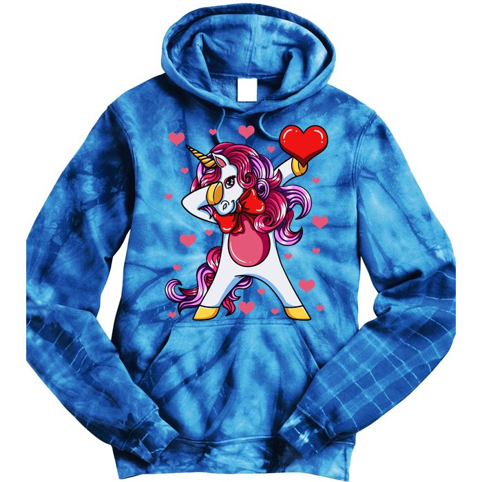 Dabbing Unicorn Valentine's Day Heart Love Great Gift Tie Dye Hoodie