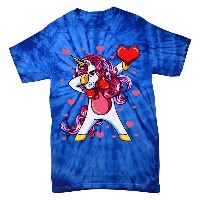 Dabbing Unicorn Valentine's Day Heart Love Great Gift Tie-Dye T-Shirt