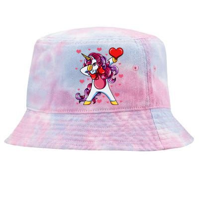 Dabbing Unicorn Valentine's Day Heart Love Great Gift Tie-Dyed Bucket Hat