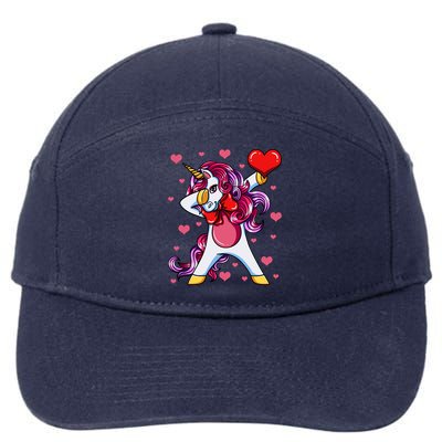 Dabbing Unicorn Valentine's Day Heart Love Great Gift 7-Panel Snapback Hat