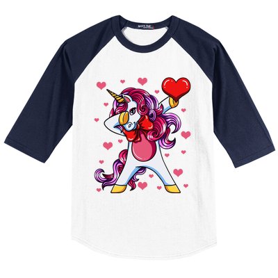 Dabbing Unicorn Valentine's Day Heart Love Great Gift Baseball Sleeve Shirt