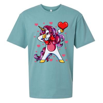 Dabbing Unicorn Valentine's Day Heart Love Great Gift Sueded Cloud Jersey T-Shirt