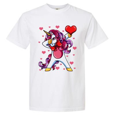 Dabbing Unicorn Valentine's Day Heart Love Great Gift Garment-Dyed Heavyweight T-Shirt