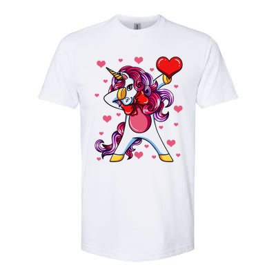 Dabbing Unicorn Valentine's Day Heart Love Great Gift Softstyle CVC T-Shirt