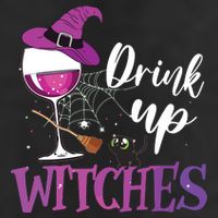 Drink Up Witches Wine Lover Drinking Halloween Costume 7 Panel Mesh Trucker Snapback Hat