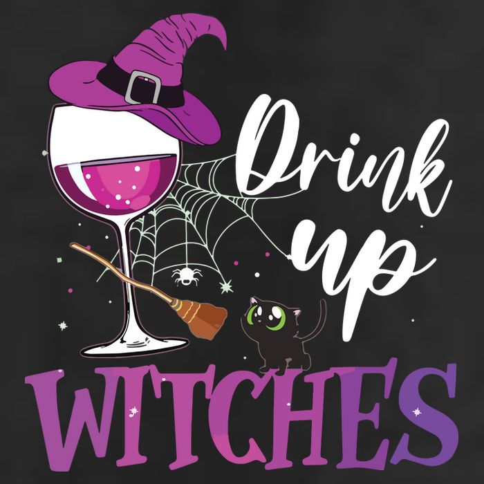 Drink Up Witches Wine Lover Drinking Halloween Costume 7 Panel Mesh Trucker Snapback Hat