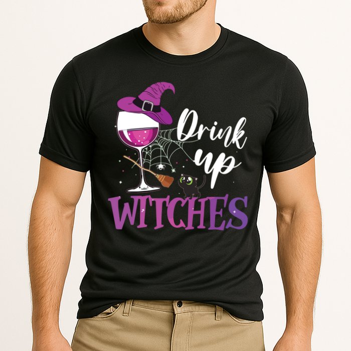 Drink Up Witches Wine Lover Drinking Halloween Costume Cooling Performance Crew T-Shirt