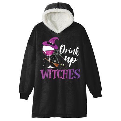 Drink Up Witches Wine Lover Drinking Halloween Costume Hooded Wearable Blanket
