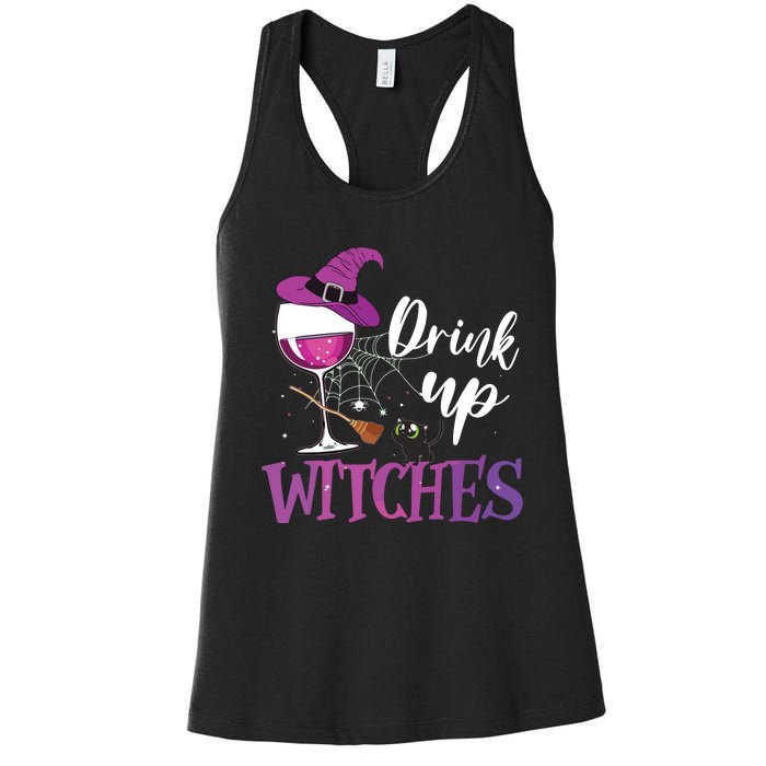 Drink Up Witches Wine Lover Drinking Halloween Costume Women's Racerback Tank