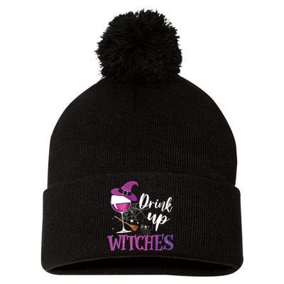 Drink Up Witches Wine Lover Drinking Halloween Costume Pom Pom 12in Knit Beanie