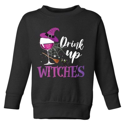 Drink Up Witches Wine Lover Drinking Halloween Costume Toddler Sweatshirt