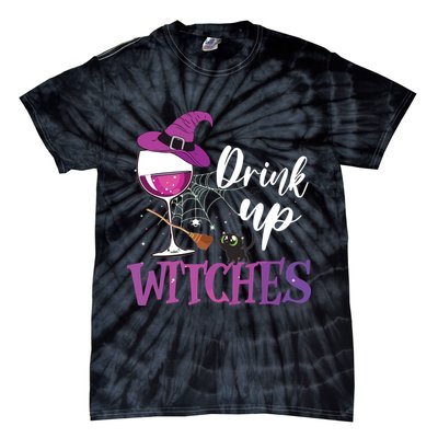 Drink Up Witches Wine Lover Drinking Halloween Costume Tie-Dye T-Shirt