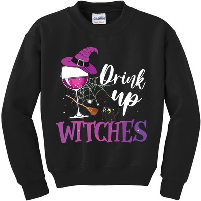 Drink Up Witches Wine Lover Drinking Halloween Costume Kids Sweatshirt