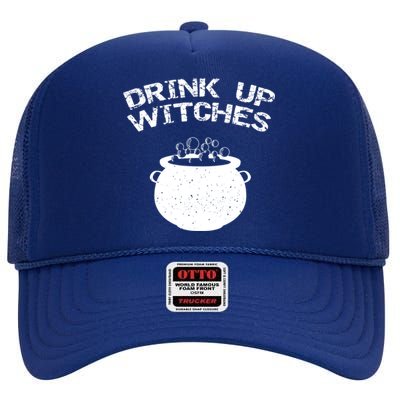 Distressed Up Witches Gift High Crown Mesh Back Trucker Hat