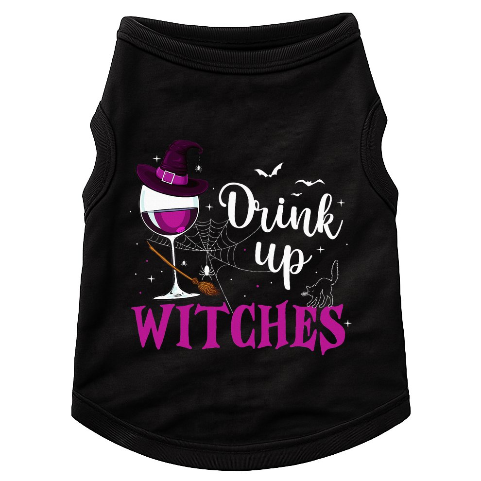 Drink Up Witches Wine Lover Drinking Halloween Costume Doggie Tank
