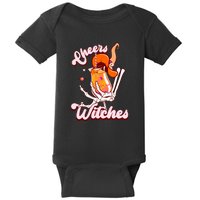 Drink Up Witches Skeleton Hand Holding A Pumpkin Drink Retro Halloween Gift Baby Bodysuit