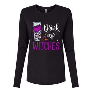 Drink Up Witches Wine Lover Drinking Halloween Womens Cotton Relaxed Long Sleeve T-Shirt