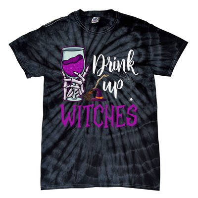 Drink Up Witches Wine Lover Drinking Halloween Tie-Dye T-Shirt