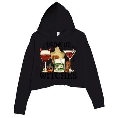 Drink Up Witches Halloween Witch Drinking Party Gift Crop Fleece Hoodie