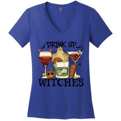 Drink Up Witches Halloween Witch Drinking Party Gift Women's V-Neck T-Shirt