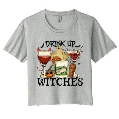 Drink Up Witches Halloween Witch Drinking Party Gift Women's Crop Top Tee