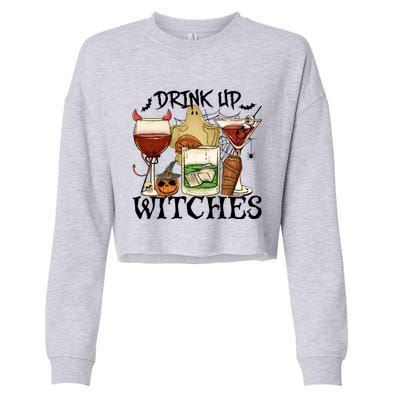 Drink Up Witches Halloween Witch Drinking Party Gift Cropped Pullover Crew