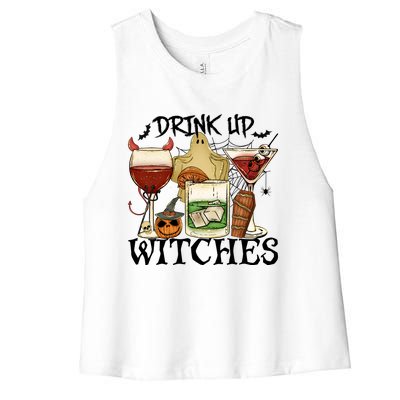 Drink Up Witches Halloween Witch Drinking Party Gift Women's Racerback Cropped Tank