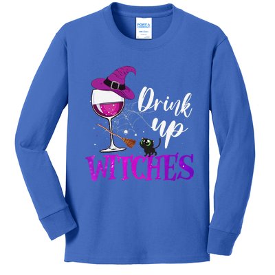 Drink Up Witches Wine Lover Drinking Halloween Costume Kids Long Sleeve Shirt