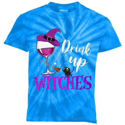 Drink Up Witches Wine Lover Drinking Halloween Costume Kids Tie-Dye T-Shirt