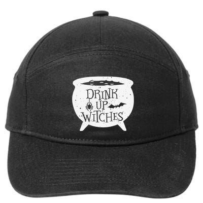 Drink Up Witches Funny Witch Cauldron Halloween 7-Panel Snapback Hat