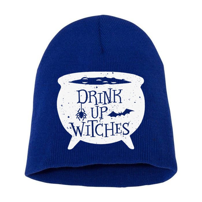 Drink Up Witches Funny Witch Cauldron Halloween Short Acrylic Beanie