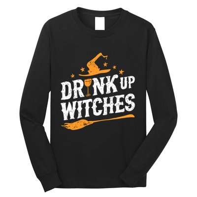 Drink Up Witches Funny Halloween Witch Drinking Wine Long Sleeve Shirt