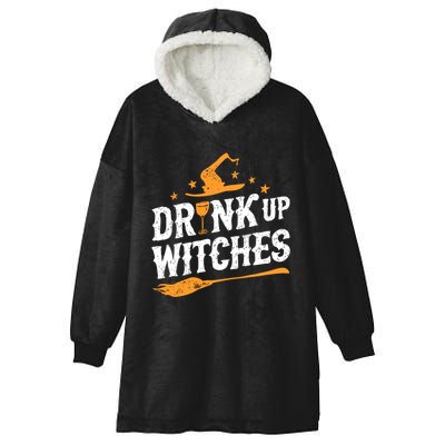 Drink Up Witches Funny Halloween Witch Drinking Wine Hooded Wearable Blanket