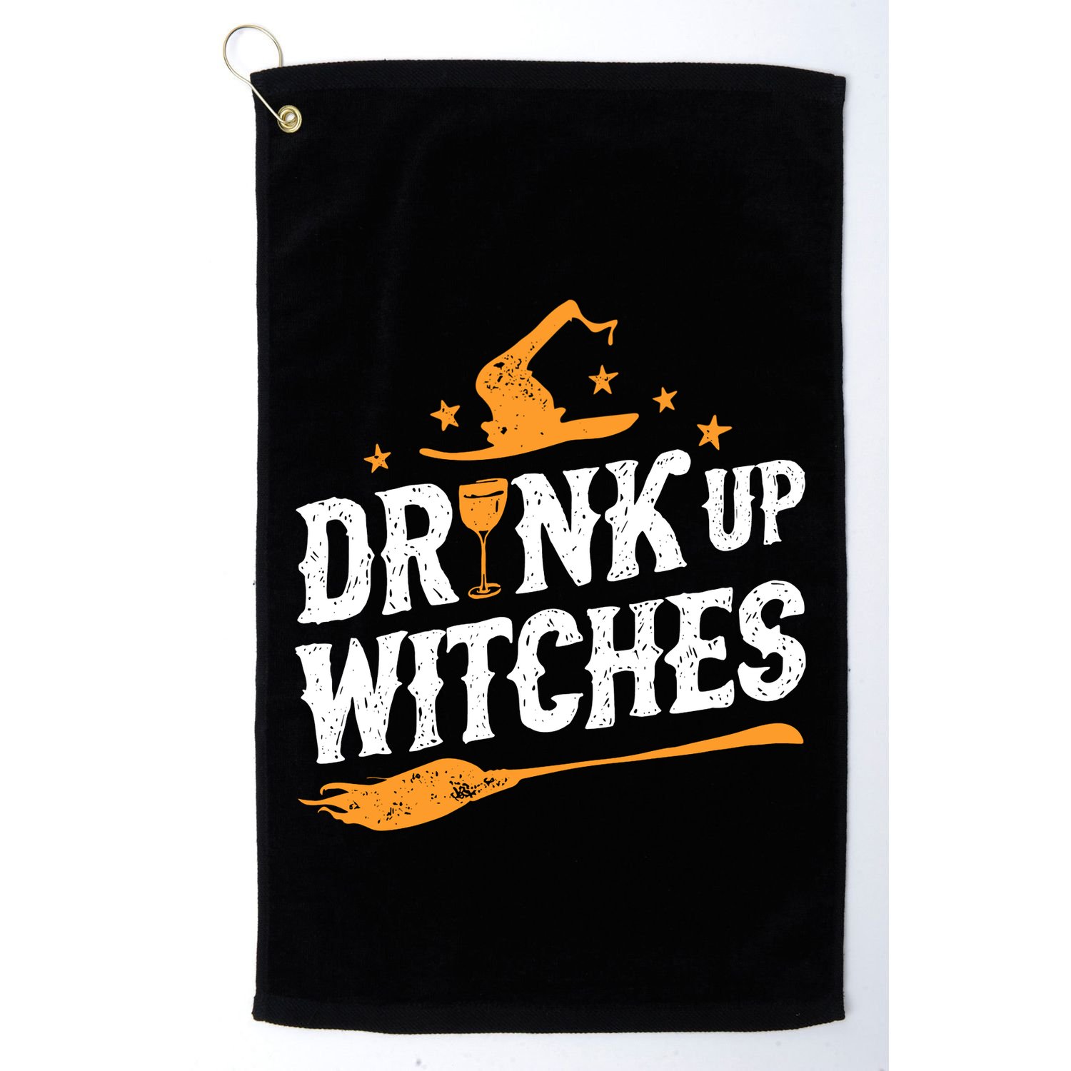 Drink Up Witches Funny Halloween Witch Drinking Wine Golf Towel