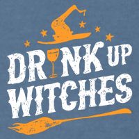 Drink Up Witches Funny Halloween Witch Drinking Wine Garment-Dyed Sweatshirt