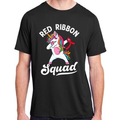 Dabbing unicorn We Wear Red For Red Ribbon Week Awareness Adult ChromaSoft Performance T-Shirt