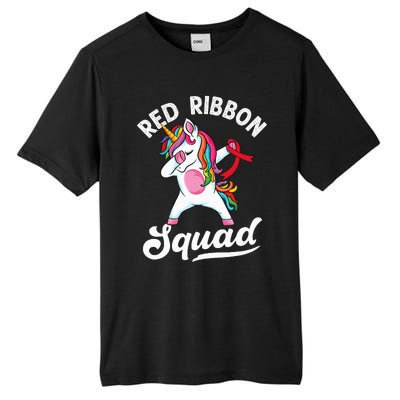 Dabbing unicorn We Wear Red For Red Ribbon Week Awareness Tall Fusion ChromaSoft Performance T-Shirt